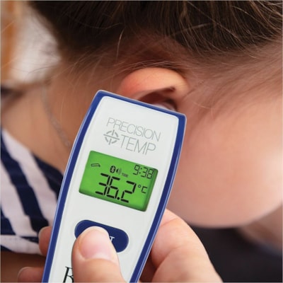 Bios Diagnostics - 240DI - 32 °F (0 °C) à 212 °F (100 °C) - Compatible avec Bluetooth, Alarme de fièvre, Rappel mémoire, Écran rétroéclairé - Pour Surface, Oreille, Lait COMPATIBLE BLUETOOTH RÉSULTATS ACCUATE 1 SECONDE