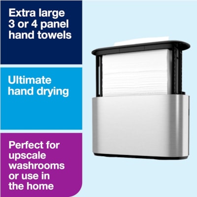 TORK - Distributeur de serviettes en papier Xpress - Dispenser Sans tâches Enchevêtré - hauteur de 7,90 po (200,66 mm) x largeur de 12,70 po (322,58 mm) x profondeur de 4,60 po (116,84 mm) - Plastique, Métal - Compacte, Verrouillable - 1 chaque COUNTERTOP MULTIFOLD SILVER DISPENSER