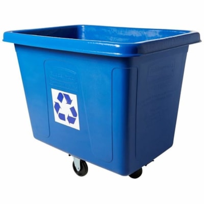 Rubbermaid Commercial - Poubelle - 151,42 L Capacité - Cube - Pour Commercial - À charnière, Roulette, Résistantes - hauteur de 37 po (939,80 mm) x largeur de 43,7 po (1109,98 mm) x profondeur de 31 po (787,40 mm) - Métal, Plastique - Bleu CAPACITÉ DE 500LB  BLEU 43-3/4" X 31" X 37"