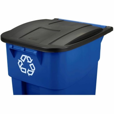 Rubbermaid - Corbeille à papier BRUTE - 189,27 L Capacité - Rectangulaire - Robuste, Roulettes - Plastique - Bleu - 1 chaque CONTENANT AVEC COUVERCLE 