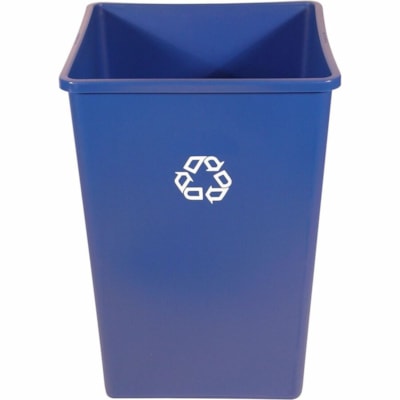 Rubbermaid Commercial - Poubelle - 132,49 L Capacité - Pour Intérieur, Extérieur, Industriel - Résistantes, Résistant aux fissures, Sans contact - hauteur de 27,6 po (701,04 mm) x largeur de 19,5 po (495,30 mm) x profondeur de 19,5 po (495,30 mm) - Plastique - Bleu POUR RECYCLAGE 