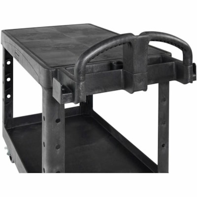 Rubbermaid - Chariot utilitaire FG452500 BLA - 2 Plateau - Rond Poignée - 4 Roulette - 4 po (101,60 mm) Taille de roulette - Mousse structurée, Polymère, Plastique, Polyéthylène - longueur de 43,9 po (1114,30 mm) x largeur de 25,8 po (655,32 mm) x hauteur de 33 po  500 LB. CAPACITY  25-7/8IN.W X  43-7/8IN.L X 33-1/3IN.H  BLAC