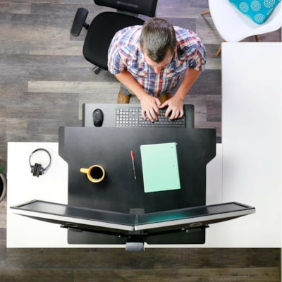 Ergotron WorkFit-TX Standing Desk Converter - Up to 30" Screen Support - 40 lb (18143.69 g) Load Capacity - 20" (508 mm) Height - Desktop - Black ESK CONVERTER  BLACK. 