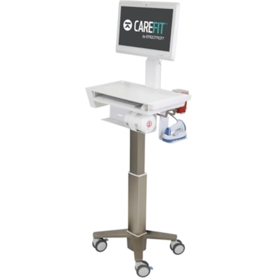 Ergotron CareFit Slim Laptop Cart - 12 lb (5443.11 g) Capacity - 4 Casters - 4" (101.60 mm) Caster Size - Plastic, Zinc Plated Steel, Aluminum - White, Warm Gray - 17.3" Screen Supported im Medical Laptop Cart  non-po wered - White  Warm