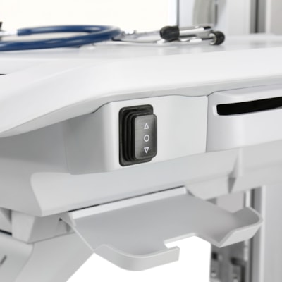 Ergotron StyleView Electric Lift Cart with LCD Arm, LiFe Powered, 4 Drawers (3x1+1) - 4 Drawer - Push/Pull Handle - 33.95 lb (15400 g) Capacity - 4 Casters - 4" (101.60 mm) Caster Size - Aluminum, Plastic, Zinc Plated Steel  ART WITH LCD ARM  LIFE POWERED   4 DRAWERS  US  CAN