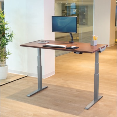 Fellowes High-Pressure Laminate Desktop - Mahogany Rectangle, High Pressure Laminate (HPL) Top - 220 lb (99.79 kg) Capacity - 60" (1524 mm) Table Top Length x 30" (762 mm) Table Top Width x 30" (762 mm) Table Top Depth x 1.1" (28.70 mm) Table Top Thickness - Assembly Required - Mahogany - 1 Each  - Mahogany 