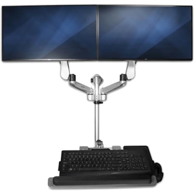 StarTech.com Wall Mount Workstation - Foldable Ergonomic Standing Desk - Height Adjustable Dual 30" VESA Monitor Arm & Keyboard/Mouse Tray - Ergonomic standing wall-mount workstation - VESA dual monitor arm for 30in (19.8lb) displays - Wall mounted foldable sit-stand desk - One-touch height adjustab workstation - VESA dual monito r arm for 30in (19.8