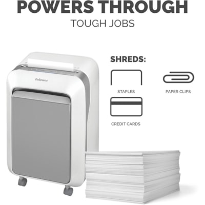 Fellowes Powershred LX210 100% Jam Proof Micro-cut Shredder - Micro Cut - 16 Per Pass - for shredding Paper, Credit Card, Paper Clip, Staples, Junk Mail - 0.2" (3.97 mm) x 0.5" (12.70 mm) Shred Size - P-4 - 1.40 in/s (35.56 mm/s) - 9" (228.60 mm) Throat - 20 Minute Run Time - 22.71 L Wastebin Capaci P4. 9" THROAT. 6 GAL 20MIN ON/15MIN OFF.2240' T/PUT