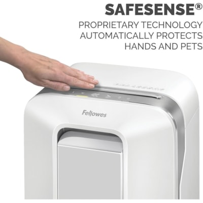 Fellowes Powershred LX200 100% Jam Proof Micro-cut Shredder - Continuous Shredder - Micro Cut - 12 Per Pass - for shredding Paper, Paper Clip, Credit Card, Staples, Junk Mail - 0.2" (3.97 mm) x 0.5" (12.70 mm) Shred Size - P-4 - 10 Minute Run Time - 15 Minute Cool Down Time - 22.71 L Wastebin Capaci P4. 9" THROAT. 5.8 GAL 10MIN ON/15MIN OFF.1080' T/PUT