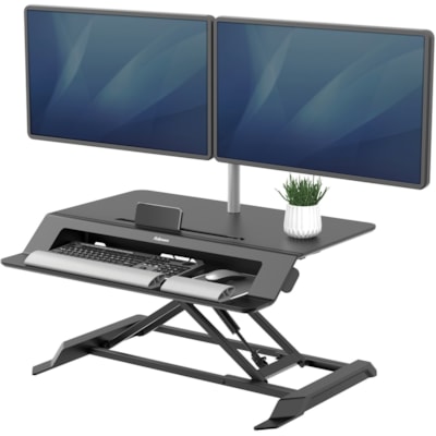 Fellowes Lotus LT Sit-Stand Workstation - 4.38" (111.25 mm) Height x 31.50" (800.10 mm) Width x 24" (609.60 mm) Depth - Desktop - Black  
