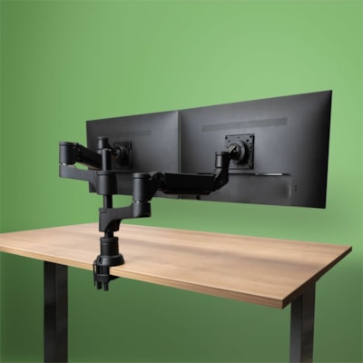 R-Go Caparo 4 Mounting Arm for Monitor - Black - Height Adjustable - 2 Display(s) Supported - 17" to 32" Screen Support - 19.84 lb (9000 g) Load Capacity - 75 x 75, 100 x 100 - VESA Mount Compatible - Aluminum  arm mount fitting screens up to 26 and 6-20lbs ea