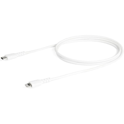StarTech.com 3 foot/1m Durable White USB-C to Lightning Cable, Rugged Heavy Duty Charging/Sync Cable for Apple iPhone/iPad MFi Certified - Aramid fiber shelters heavy duty lightning cable from stress of bends/twists - White durable strong rugged USB-C to Lightning charger cable - Strain relief for 1  CABL 