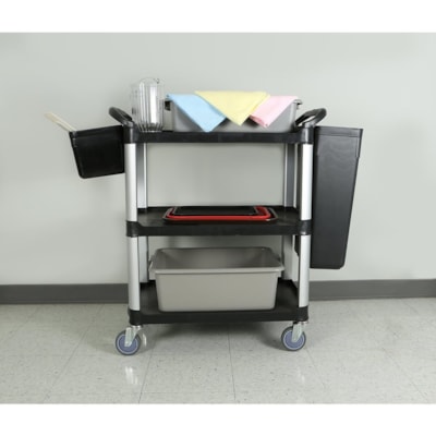 Globe Utility Cart Small Black - 200 lb (90718.47 g) Capacity - 33" (838.20 mm) Length x 17" (431.80 mm) Width x 37" (939.80 mm) Height - Black - 1 Each ACCOMODATES UP TO 200LBS 