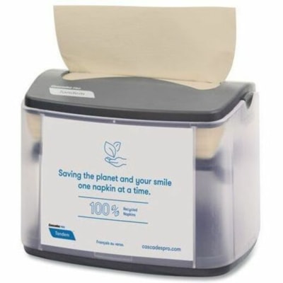 Cascades PRO Tandem Tabletop Napkin Dispensers, Gray - Interfolded - 750 x Napkin - Plastic - Gray - Wall Mountable, Durable - 1 Each INTERFOLD 