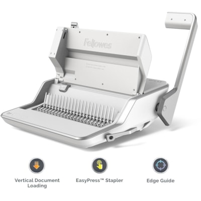 Fellowes Lyra 3-in-1 Binding Center - CombBind - 300 Sheet(s) Bind - 30 Punch - 6.03" (153.16 mm) Height x 16.63" (422.40 mm) Width x 15.56" (395.22 mm) Depth - White, Gray  