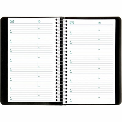 Blueline 2026 Essential 12-Month Daily Planner - January to December - 8" x 5" - Black - Bilingual - Daily - 12 Month - January 2026 to December 2026 - 7:00 AM to 7:30 PM - Half-hourly - 1 Day Single Page Layout - 5" (127 mm) x 8" (203.20 mm) Sheet Size - Spiral Bound - Black - Paper - 8" (203 mm) H  