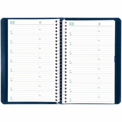 Blueline 2026 Essential 12-Month Daily Planner - January to December - 8" x 5" - Navy Blue - Bilingual - Daily - 12 Month - January 2026 to December 2026 - 7:00 AM to 7:30 PM - Half-hourly - 1 Day Single Page Layout - 5" (127 mm) x 8" (203.20 mm) Sheet Size - Spiral Bound - Blue - Paper - 8" (203 mm  