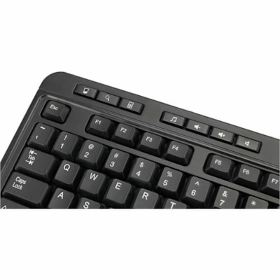Adesso Antimicrobial Wireless Desktop Keyboard and Mouse - USB Membrane Wireless RF 2.40 GHz Keyboard - French - USB Wireless RF Mouse - Optical - 1200 dpi - Scroll Wheel - Media Player, Volume Down, Volume Up, Mute, Play/Pause, Previous Track, Next Track, Stop, My Computer, Search, Calculator, ...  keyboard & mouse combo French Canadian