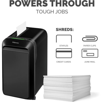 Fellowes Powershred LX190 Cross-cut Shredder - Continuous Shredder - Cross Cut - 20 Per Pass - for shredding Staples, Paper, Paper Clip, Credit Card, Junk Mail - 30 Minute Run Time - Black edder 