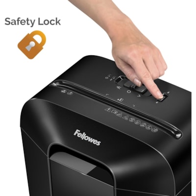 Fellowes LX45 Cross-cut Shredder - Non-continuous Shredder - Cross Cut - 8 Per Pass - for shredding Staples, Paper, Paper Clip, Credit Card - 0.2" (3.97 mm) x 1.6" (39.69 mm) Shred Size - P-4 - 6 Minute Run Time - 20 Minute Cool Down Time - 15.14 L Wastebin Capacity - Black CROSS CUT FOR PERSONAL USE