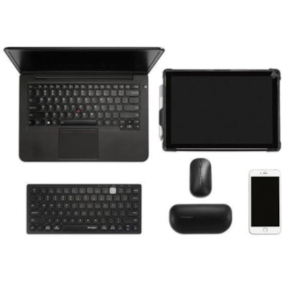 Kensington Multi-Device Dual Wireless Compact Keyboard - Wireless Connectivity - Bluetooth/RF - 2.40 GHz - USB Interface - Multimedia Hot Key(s) - Computer, Tablet, Smartphone - Windows, Mac OS, iOS, ChromeOS - Scissors Keyswitch - AAA Battery Size Supported - Black pact Keyboard - Black 