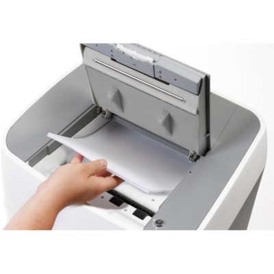 Dahle ShredMATIC SM 300 Paper Shredder - Continuous Shredder - Cross Cut - 300 Per Pass - for shredding Staples, Paper Clip, Credit Card, CD, DVD - 0.2" (4.76 mm) x 0.6" (15.88 mm) Shred Size - P-4 - 2.40 in/s (60.96 mm/s) - 8.8" (222.25 mm) Throat - 41.64 L Wastebin Capacity - Gray P-4. 8.75" THROAT. 11 GAL. OIL FREE 300 SHTS. AUTO ON/OFF