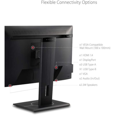 ViewSonic Graphic VG2440 24" Class Full HD LED Monitor - 16:9 - Black - 23.6" Viewable - Multi-domain Vertical Alignment (MVA) - LED Backlight - 1920 x 1080 - 16.7 Million Colors - 250 cd/m² - 5 ms - 75 Hz Refresh Rate - Speakers - HDMI - VGA - DisplayPort - USB Hub IMNTR 