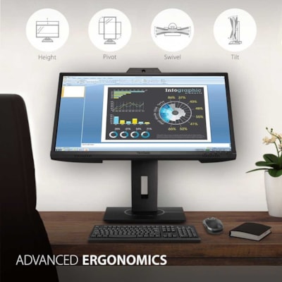 ViewSonic Graphic VG2440V 24" Class Webcam Full HD LED Monitor - 16:9 - Black - 23.8" Viewable - In-plane Switching (IPS) Technology - LED Backlight - 1920 x 1080 - 16.7 Million Colors - 250 cd/m² - 5 ms - 75 Hz Refresh Rate - Speakers - HDMI - VGA - DisplayPort - USB Hub  MNTR 