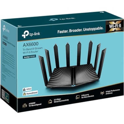 TP-Link Archer AX90 Wi-Fi 6 IEEE 802.11ax Ethernet Wireless Router - 2.40 GHz ISM Band - 5 GHz UNII Band - 8 x Antenna(8 x External) - 825 MB/s Wireless Speed - 3 x Network Port - 2 x Broadband Port - USB - 2.5 Gigabit Ethernet - VPN Supported - Desktop 6WRLS 