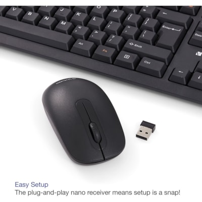 Verbatim Wireless Keyboard and Mouse - USB Type A Wireless Bluetooth 2.40 GHz Keyboard - USB Type A Wireless Mouse - Optical - 1000 dpi - Multimedia Hot Key(s) - Symmetrical - AA, AAA - Compatible with Windows, Mac - 1 Each KEYBOARD AND MOUSE SET 2.4GHZ WIRELESS CONNECTION