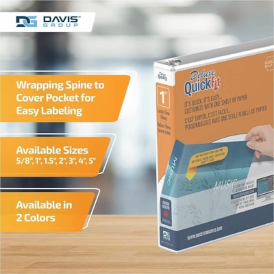 QuickFit Ring Binder - 1" (25.40 mm) Binder Capacity - Letter - 8 1/2" (215.90 mm) x 11" (279.40 mm) Sheet Size - 200 Sheet Capacity - 3 Ring(s) - Fastener(s): Round Ring - Pocket(s): 2, Internal - Polypropylene - White - Recycled - PVC-free, Ink-transfer Resistant, Locking Ring, Antimicrobial - 1 ROUND RING - LANDSCAPE - BINDS 8.5" SIDE OF LETTER SIZE PAPER