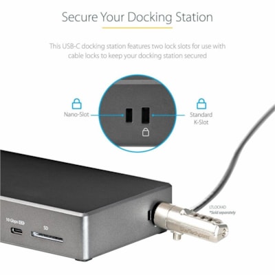 StarTech.com USB C Dock, Triple 4K Monitor USB-C Docking Station with DP 1.4 & DSC, 2x DisplayPort & 1x HDMI, 100W PD, 6x USB (2x 10Gbps) - USB-C docking station 10Gbps - Dual or Triple Monitor MST USB C Dock 4K 60Hz (2x DisplayPort and 1x HDMI) DP 1.4 Alt-Mode w/ DSC/HBR3 - 100W Power Delivery, SD   Dual or Triple Monitor MST US B C Dock 4K 60Hz (2x
