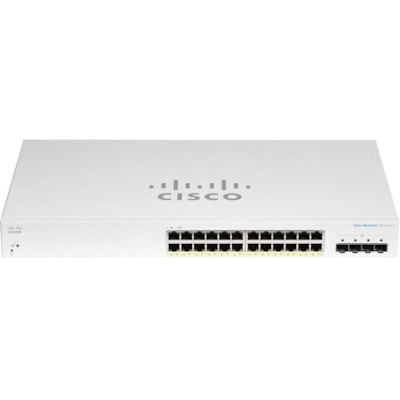 Cisco Business CBS220-24T-4G Ethernet Switch - 24 Ports - Manageable - 2 Layer Supported - Modular - 4 SFP Slots - 18 W Power Consumption - Optical Fiber, Twisted Pair - Rack-mountable - 3 Year Limited Warranty FP 