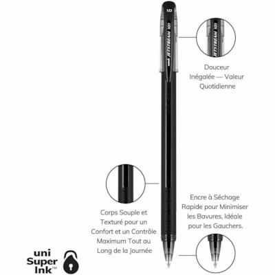uniball¿ Jetstream 101 Ballpoint Pen - 1 mm (0.04") Medium Pen Point - Black Ink - Gel-based - Black Barrel - 1 Each 1.0MM UNI-SUPER INK