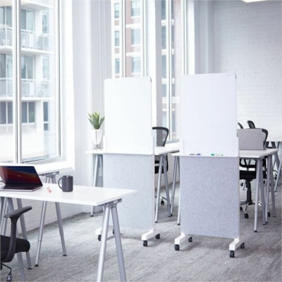 Quartet - Chevalet effaçable à sec Agile Glass - Surface Blanc En verre trempé - Frame Gris - Assemblage requis - 1 chaque TABLEAU EFFAÇABLE À SEC MOBILE 27 5 X 60 9 PO