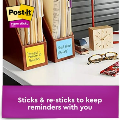 Post-it® Super Sticky Dispenser Notes - Playful Primaries Color Collection - 3" (76.20 mm) Flag/Note Width x 3" (76.20 mm) Flag/Note Length - Square - Candy Apple Red, Blue Paradise, Sunnyside, Lucky Green - Paper - Pop-up, Recyclable - 18 / Pack 90 SHEETS/PAD PLYFUL PRIMRIES 