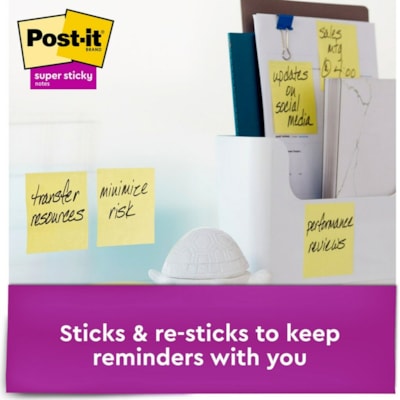 Post-it® Super Sticky Dispenser Notes - Canary Yellow - 3" (76.20 mm) Flag/Note Width x 3" (76.20 mm) Flag/Note Length - Square - Canary Yellow - Paper - Pop-up, Recyclable, Adhesive - 18 / Pack 90 SHEETS/PAD CABINET PACK 