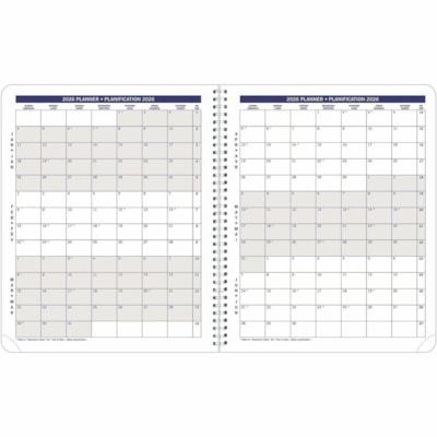 Blueline 2026 Joyful DuraGlobe 14-Month Monthly Planner - December to January - 8-7/8" x 7-1/8" - Red - Bilingual - Monthly - 14 Month - December 2025 to January 2027 - 1 Month Double Page Layout - 7 1/8" (180.98 mm) x 8 7/8" (225.43 mm) Sheet Size - Twin Wire - Red - Bamboo Fiber, Paper - Bilingual  