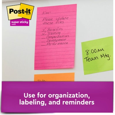Post-it® Super Sticky Notes - Energy Boost Color Collection - 4" (101.60 mm) Flag/Note Width x 6" (152.40 mm) Flag/Note Length - Rectangle - 45 Sheets per Pad - Vital Orange, Tropical Pink, Blue Paradise, Limeade - Sticky - 24 / Pack 45 SHTS/PAD ENERGY BOOST 