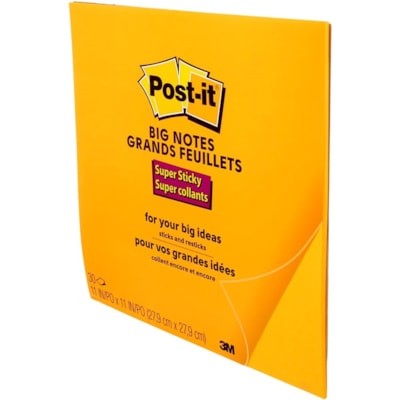 Post-it Super Sticky Big Notes - 7100159755 - Neon Orange - Square - 11 ...