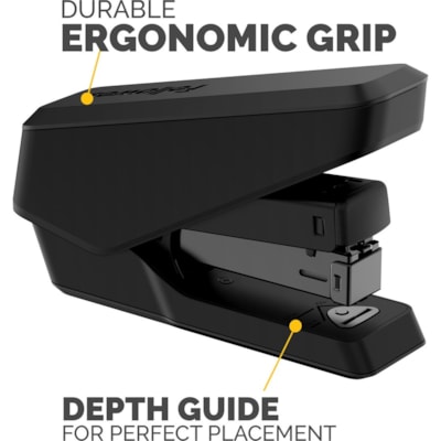Fellowes LX840 Half Strip EasyPress Stapler - Black - Holds Upto 105 Staple - Half Strip - Black - 1 Each HALF STRIP  EFFORTLESS STAPLER 25 SHEET CAPACITY  BLACK