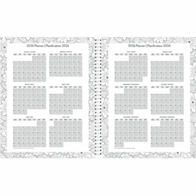 Blueline 2026 DoodlePlan 12-Month Weekly/Monthly Planner - January to December - 11" x 8-1/2" - Botanica - Bilingual - Weekly, Monthly - 12 Month - January 2026 to December 2026 - 1 Week Double Page Layout - Letter - 8 1/2" (215.90 mm) x 11" (279.40 mm) Sheet Size - Twin Wire - Paper - Poly Cover -   