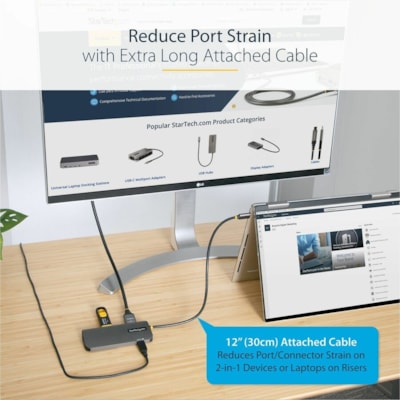 StarTech.com USB C Multiport Adapter, 4K 60Hz HDMI HDR10 Video, 3 Port 5Gbps USB 3.2 Hub, 100W PD PassThrough, GbE, Mini Travel Dock - USB C multiport adapter to 4K 60Hz HDMI video HDR with DP 1.4 Alt-Mode - 3x USB-A 5Gbps | 100W USB PD Pass-Through laptop charging - 12in cable - Portable Type-C min ZACCS 