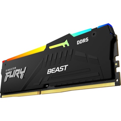 Kingston FURY Beast 64GB (2 x 32GB) DDR5 SDRAM Memory Kit - For Desktop PC, Motherboard - 64 GB (2 x 32GB) - DDR5-5600/PC5-44800 DDR5 SDRAM - 5600 MHz Dual-rank Memory - CL40 - 1.25 V - Non-ECC - Unbuffered - 288-pin - DIMM - Lifetime Warranty 40 DIMM (KIT OF 2) FURY BEAST RGB