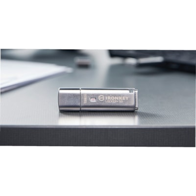 IronKey Locker+ 50 USB Flash Drive - 128 GB - USB 3.2 (Gen 1) Type A - 145 MB/s Read Speed - 115 MB/s Write Speed - Silver - XTS-AES, 256-bit AES - 5 Year Warranty   EXT 