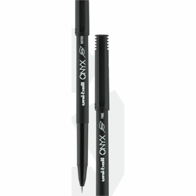 Uni-Ball Onyx, Rollerball Pen - 0.5 mm (0.02") Fine Conical, Micro Pen Point - Black Ink - Liquid - Matte Black Barrel - Metal Tip - 12 / Box MICRO .5MM LINE BLK PLASTIC BARREL& CAP DISPOSABLE SANFORD