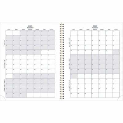 Blueline Academic Monthly Planner Spring 2022-2023 - Gold - Academic - Monthly - 14 Month - July 2022 to August 2023 - 1 Month Double Page Layout - White Sheet - Twin Wire - Desktop, Table - Gold - 11" (279.40 mm) Height x 8.5" (215.90 mm) Width - Daily Block, Telephone Section, Address Section, Dur  