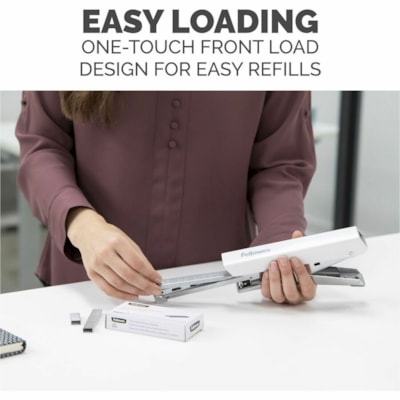 Fellowes LX890 Handheld Plier Stapler - Staples Upto 40 Sheet - Staple Size: 1/4" (6.35 mm), 5/16" (7.94 mm) - White - Metal - 1 Each LX890  40 SHEET 