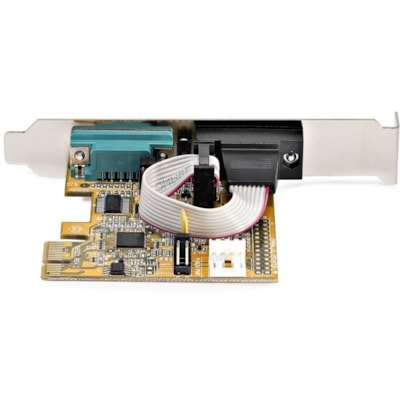 StarTech.com 2-Port PCI Express Serial Card, Dual Port PCIe to RS232 (DB9) Serial Card, 16C1050 UART, COM Retention, Windows & Linux - Connect serial RS232 (DB9) devices with this PC Serial Card. Supports 16C1050 UART - PCI Express serial card with LED activity lights - The UART PCIe supports 5/12V   CTLR 