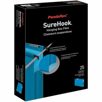 Pendaflex SureHook 1/5 Tab Cut Legal Recycled Hanging Folder - 3" Folder Capacity - 8 1/2" x 14" - 3" Expansion - Plastic, Paper Stock - Blue - 10% Recycled - 25 / Box 3 1/2 EXPANSION 10% PCW